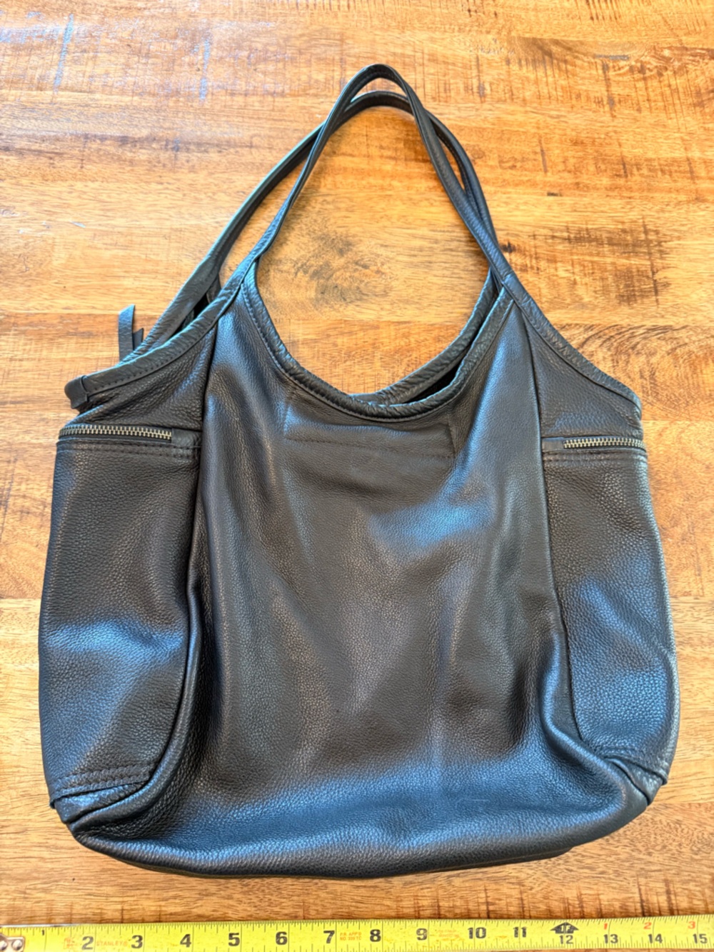 Rough and Tumble brand Classic Black Leather Tote Shoulder Bag -